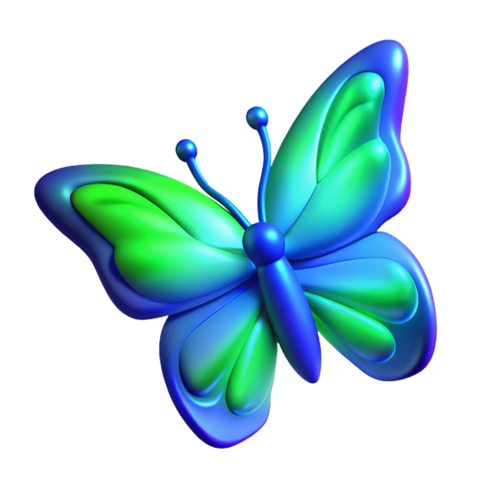 wonderful traditional Vibrant Blue Green Butterfly in a Lively Three Dimensional Render of Wildlife premium png