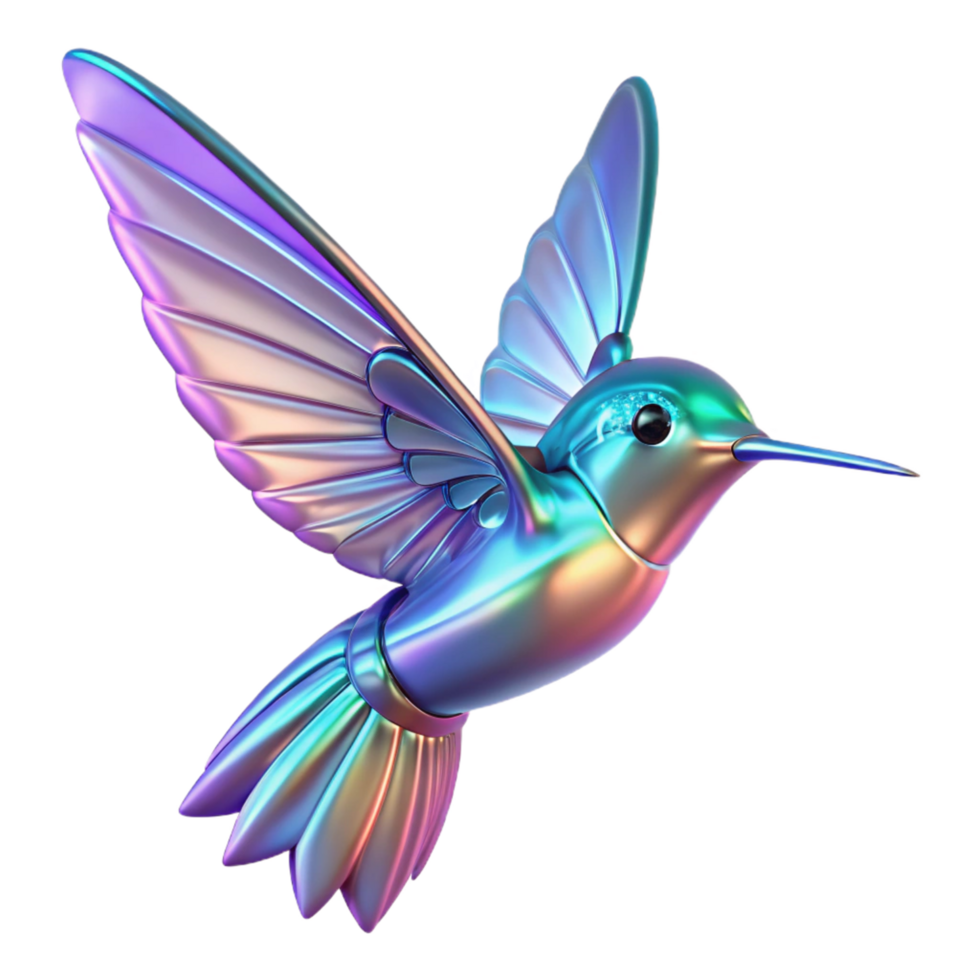 beautiful abstract Iridescent Hummingbird Three Dimensional Render in a Stunning Scene of Color and Movement exclusive png