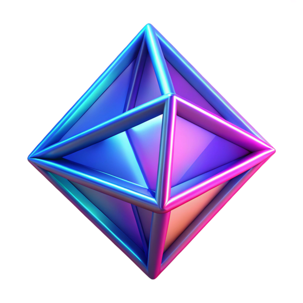 serene contemporary Neon Geometric Prism A conceptual artwork featuring a neon geometric prism creating a dynamic and modern visual composition exclusive png