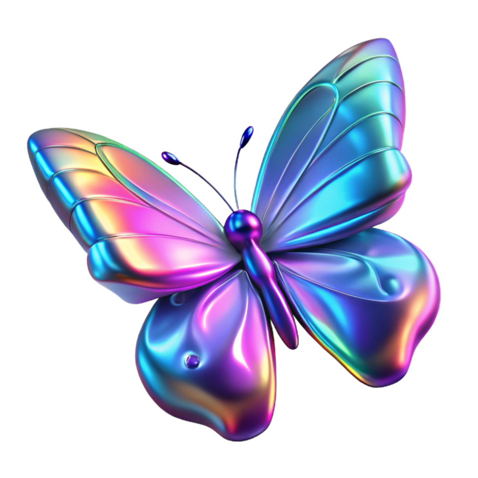 wonderful vintage Iridescent Butterfly Three Dimensional Render in a Stunning Scene of Color and Movement high resolution png