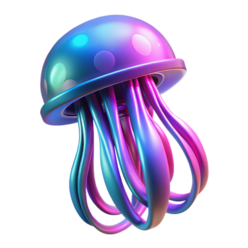 dramatic traditional Neon Jellyfish in a Vibrant Three Dimensional Render of Oceanic Light original png