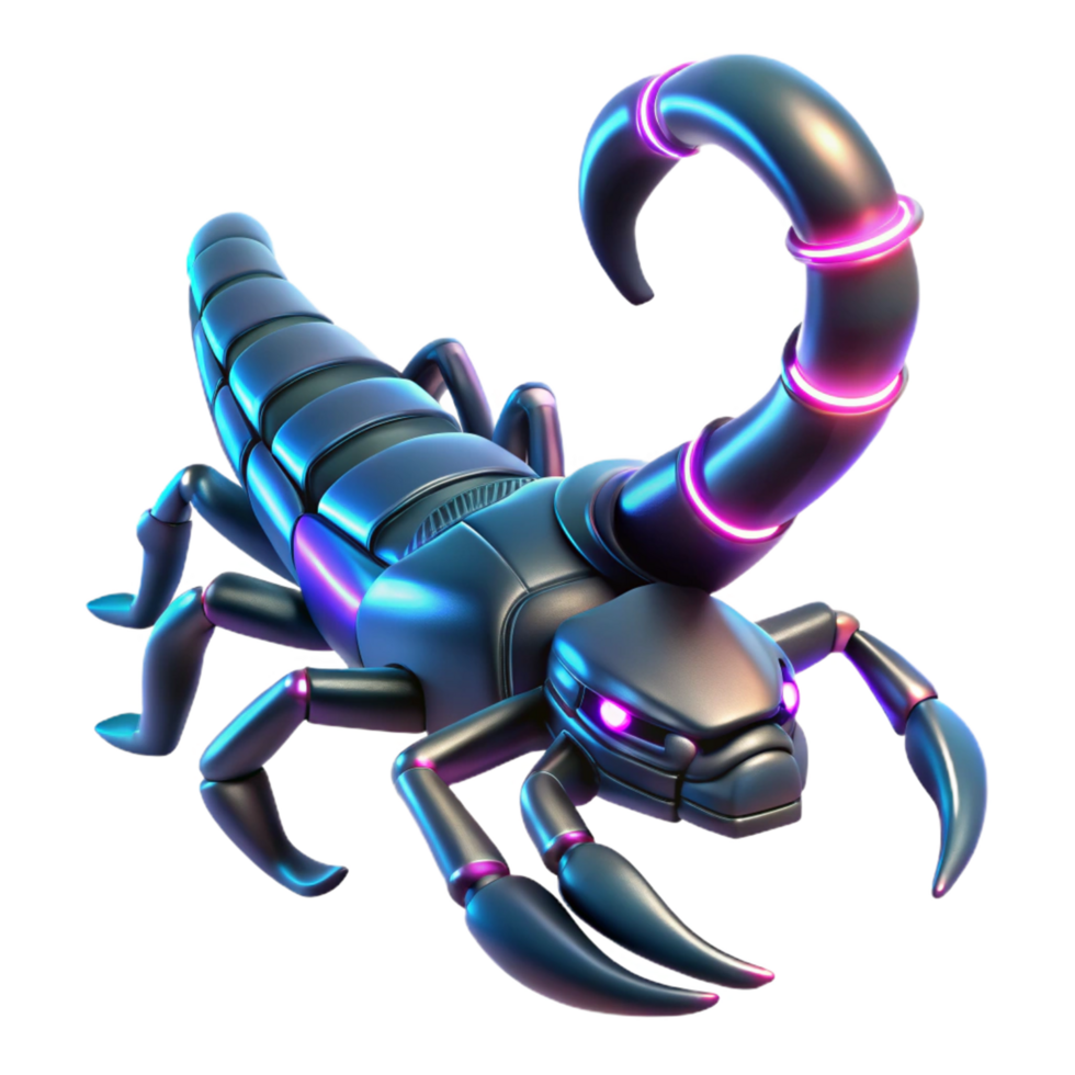 serene rustic Cybernetic Scorpion Three Dimensional Render in a Futuristic Scene of Design authentic png