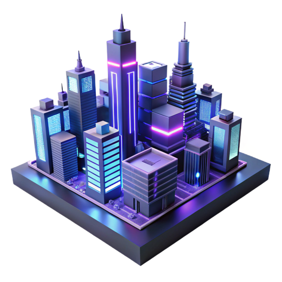 serene modern Neon Cityscape Futuristic Urban Design A vibrant depiction of a cityscape illuminated with neon lights capturing the essence of urban nightlife and modern design genuine png