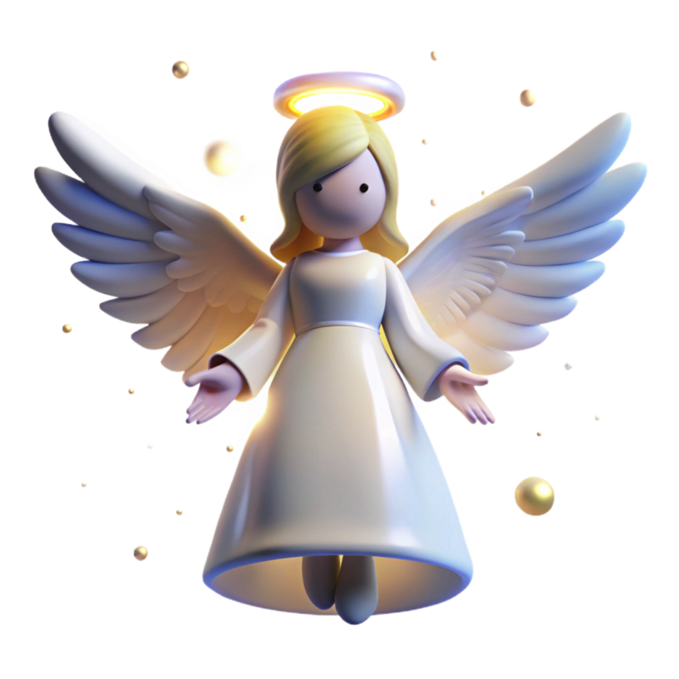serene abstract Digital Angel with Halo and Wings A majestic Digital render of an angel with a halo and wings capturing its ethereal beauty and divine presence 4K png
