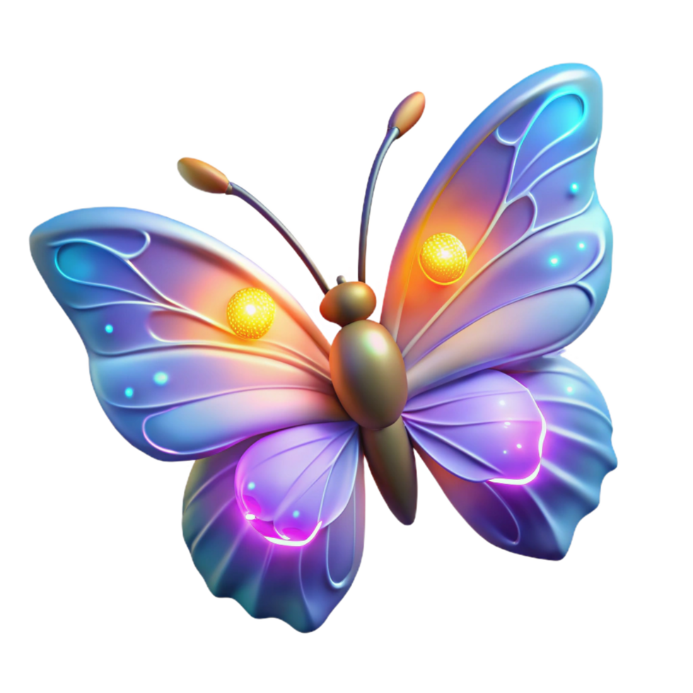 vibrant classic Luminous Butterfly Digital Render A luminous Digital render of a butterfly with glowing elements highlighting its ethereal beauty and delicate design genuine png