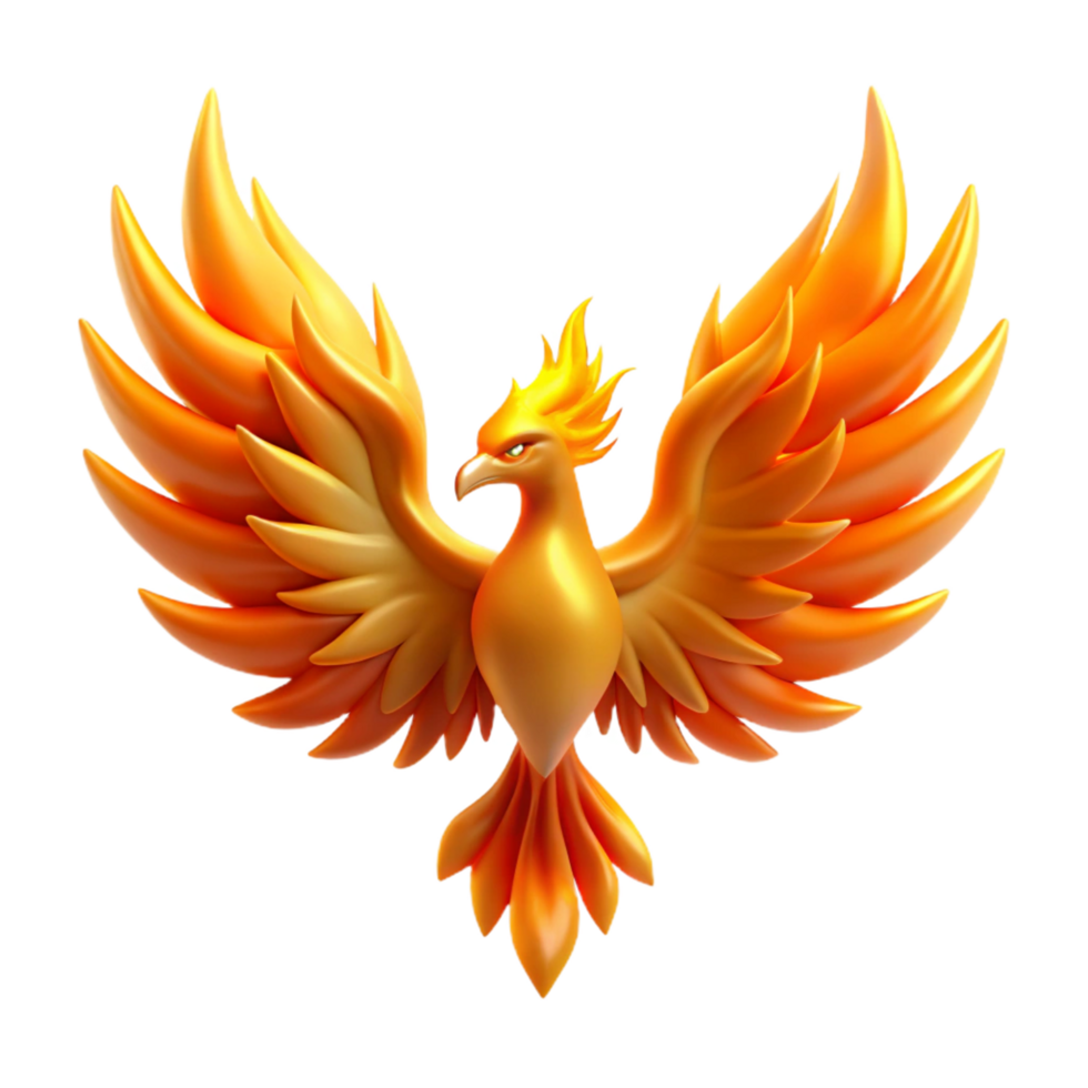 dramatic artistic Fiery Phoenix as a Mythical Bird in a Majestic Three Dimensional Scene of Beauty authentic png