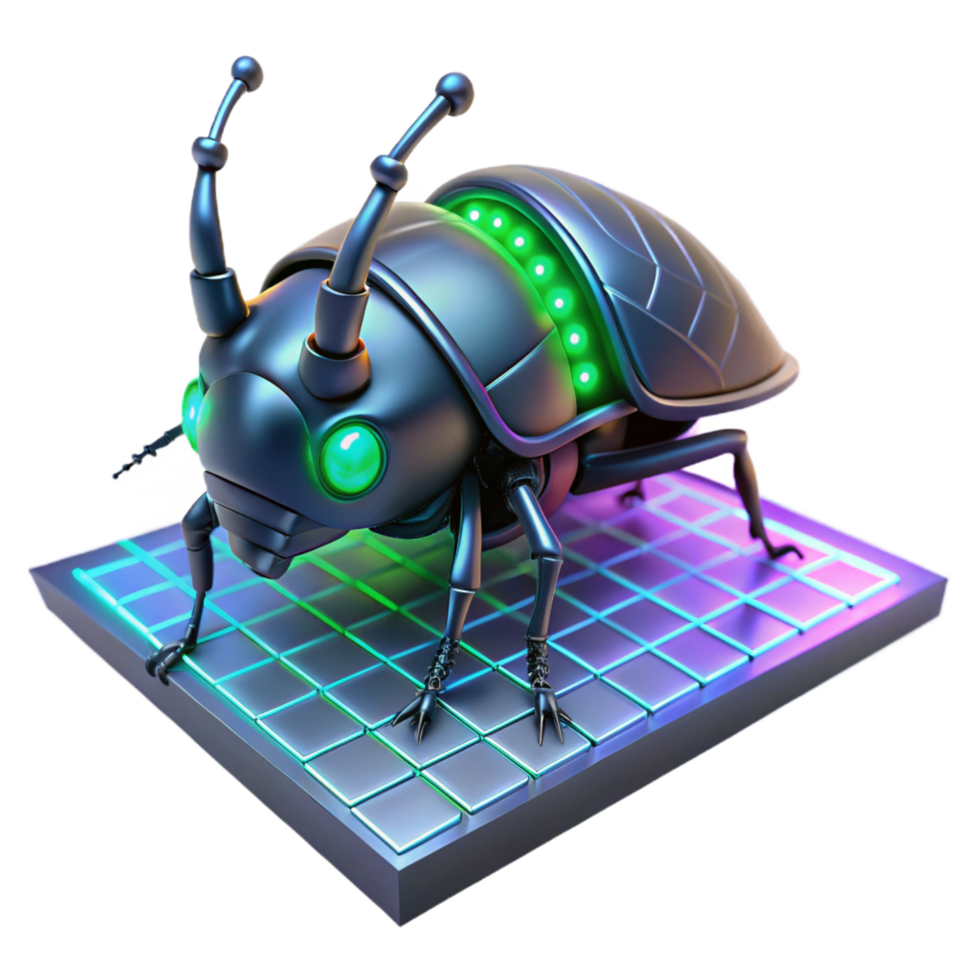 beautiful abstract Cybernetic Insect on a Grid in a Futuristic Three Dimensional Scene of Design high quality png