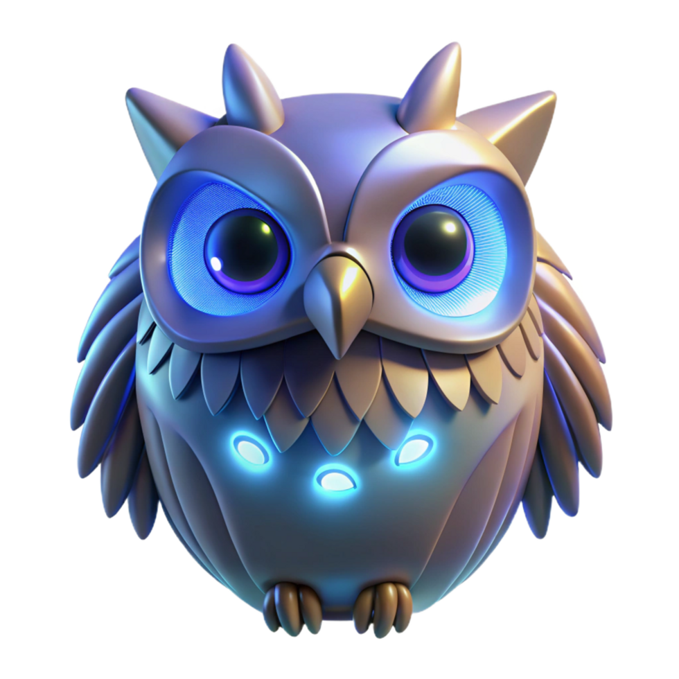 beautiful traditional Cybernetic Owl Three Dimensional Render in a Futuristic Scene of Avian Design professional png
