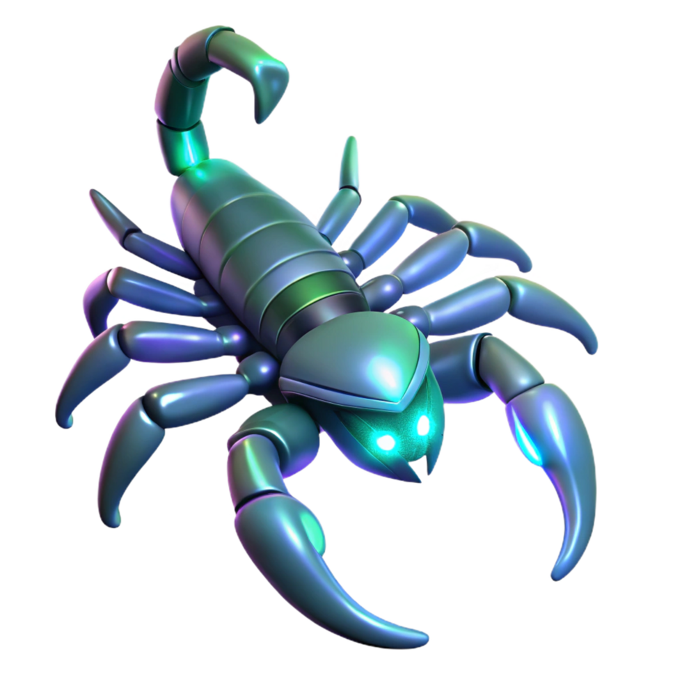 extraordinary contemporary Cybernetic Scorpion Three Dimensional Render with Advanced Mechanics and Futuristic Design original png