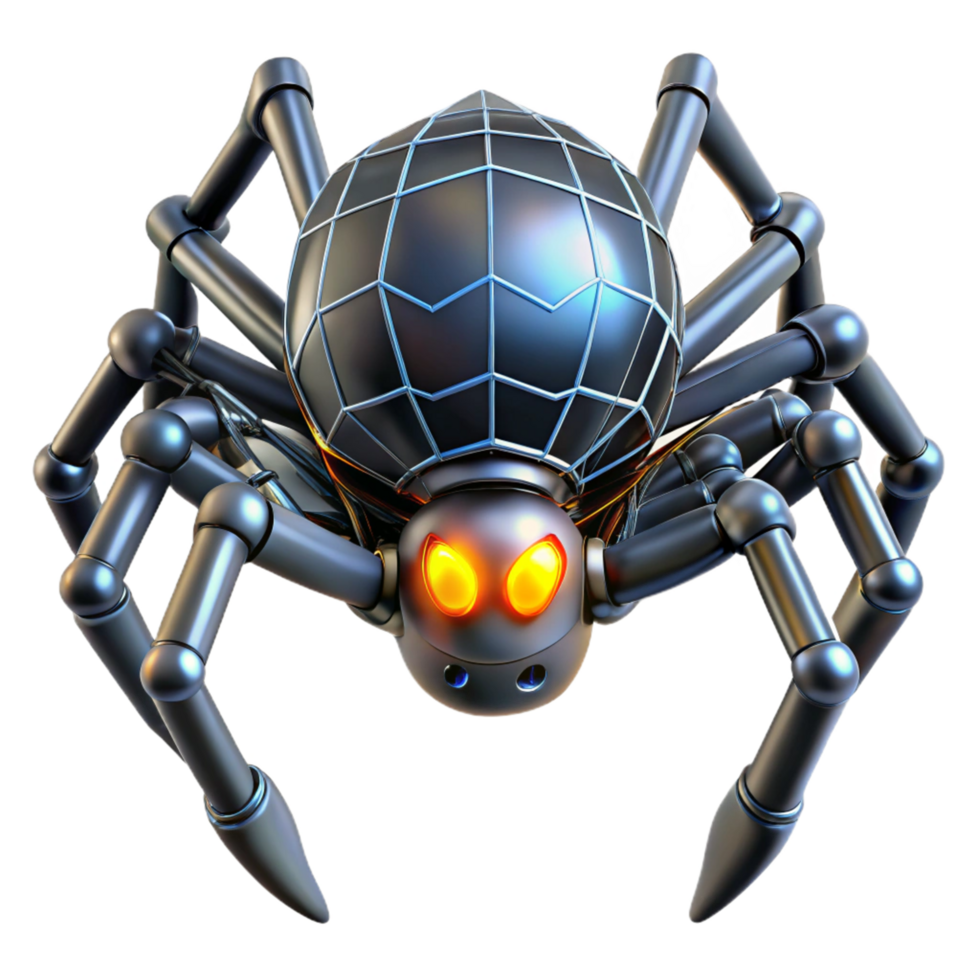 stunning minimalist Metallic Spider Robot Design A futuristic depiction of a spider with metallic elements showcasing advanced mechanical design and sleek features authentic png