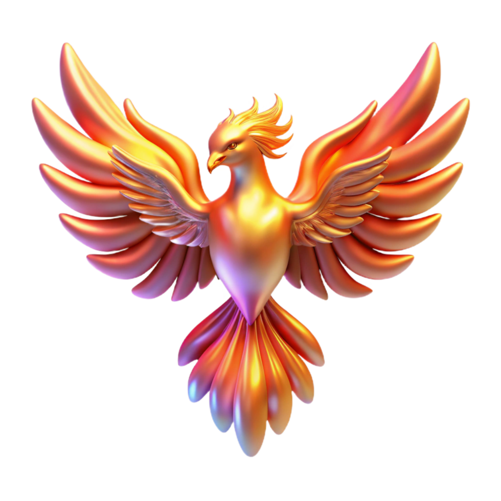 stunning modern Golden Phoenix Wings of Fire in a Majestic Three Dimensional Scene of Mythical Beauty professional png