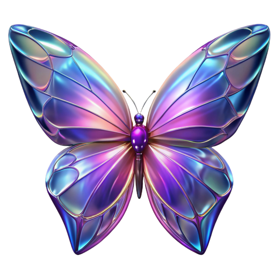 vibrant artistic Iridescent Butterfly Digital Render A stunning Digital render of a butterfly with iridescent features showcasing a spectrum of colors and ethereal beauty 4K png