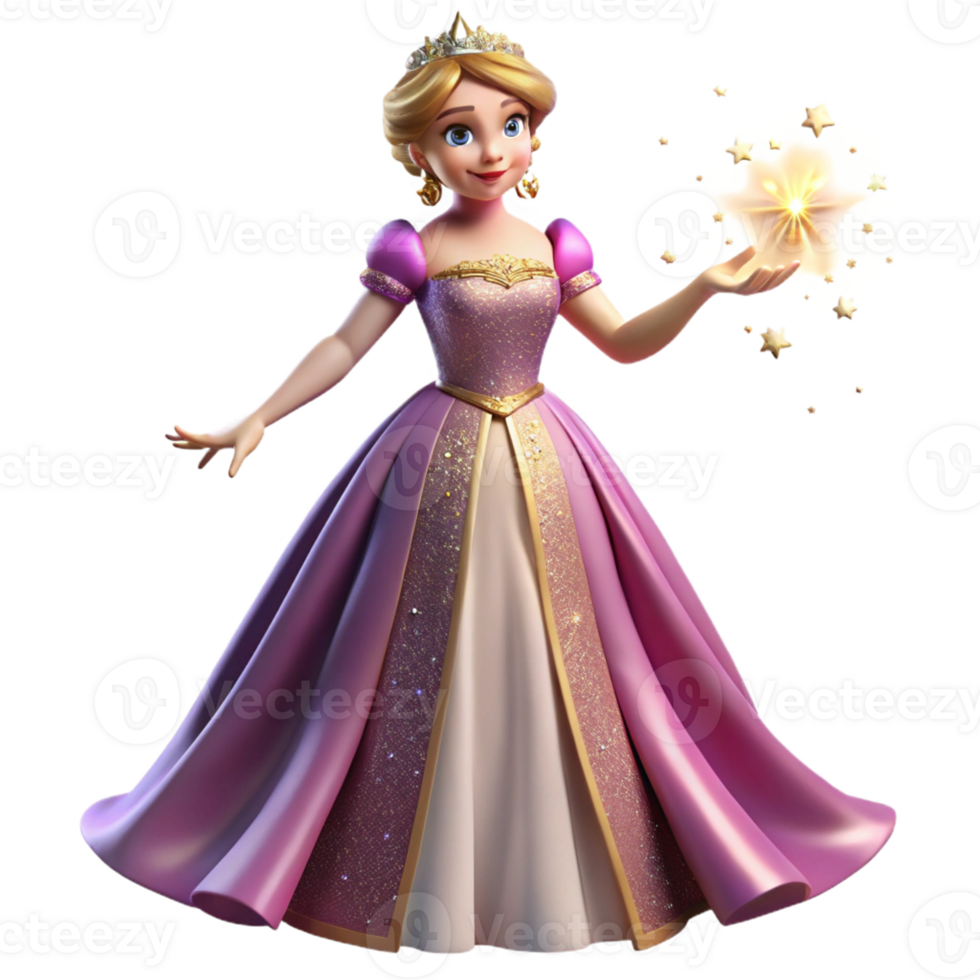 magnificent rustic Princess in Teal Gown 3D Render genuine png