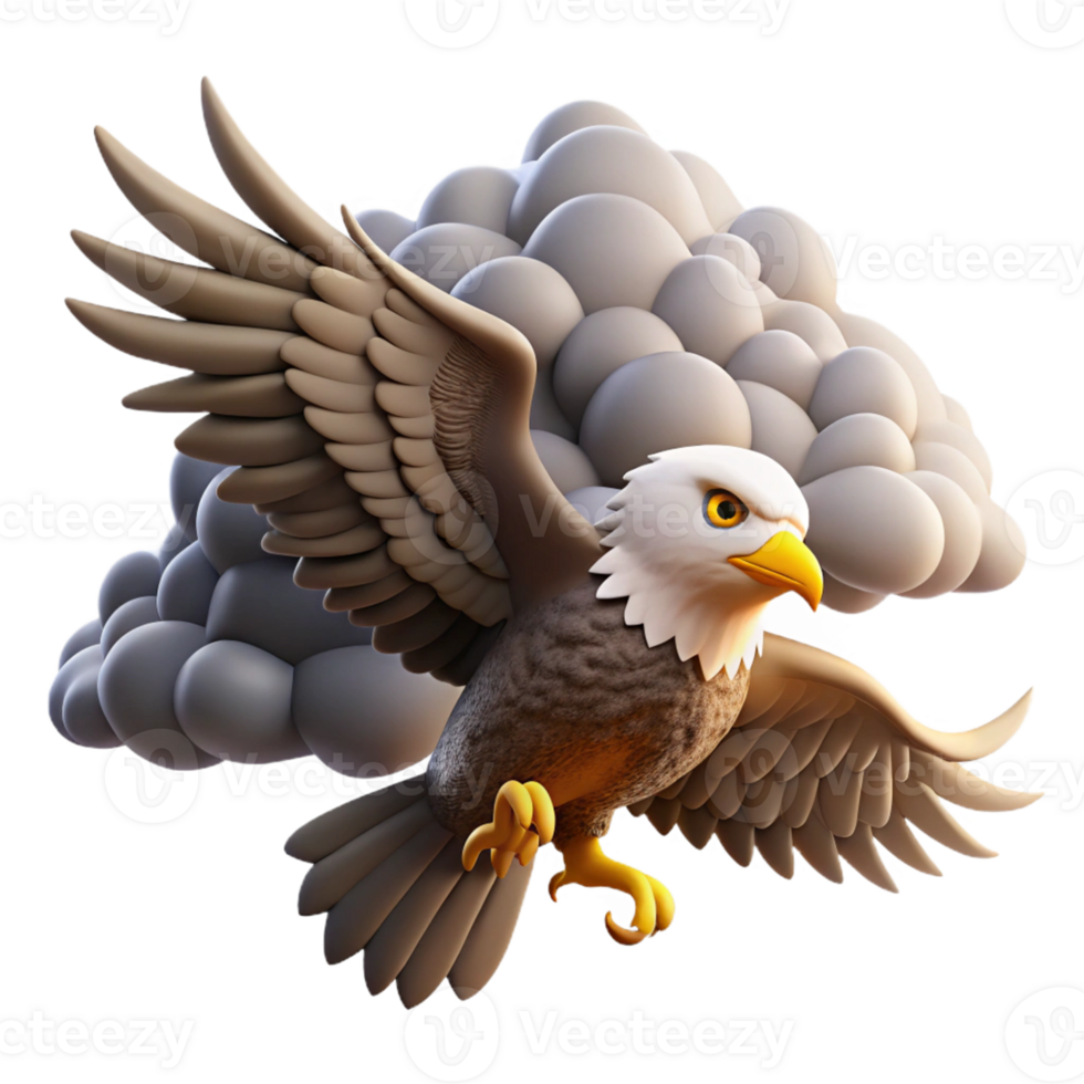dramatic rustic Eagle Soaring Through Clouds in a Majestic Three Dimensional Scene of Flight original png