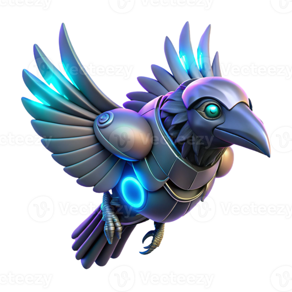 magnificent minimalist Cybernetic Bird in Flight A futuristic depiction of a bird in flight with cybernetic elements showcasing advanced mechanical design and sleek features detailed png