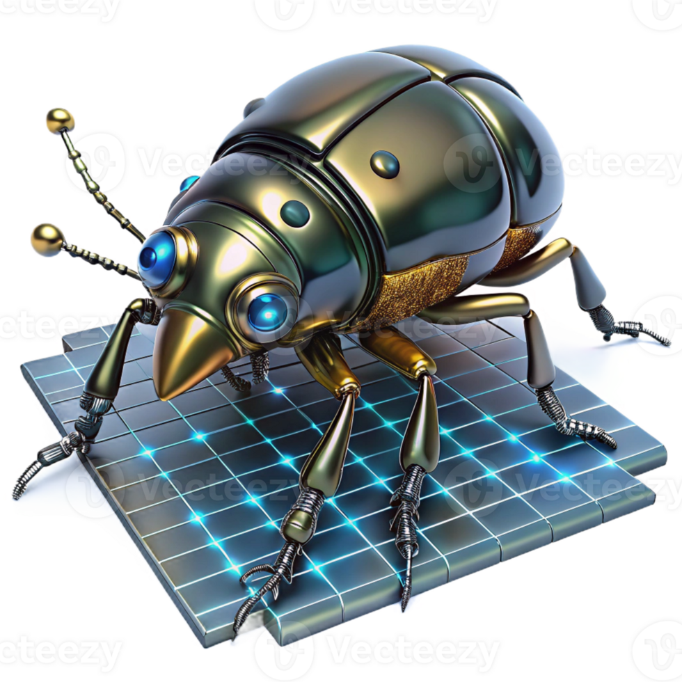 beautiful rustic Cybernetic Insect on a Grid in a Futuristic Three Dimensional Scene of Design 4K png