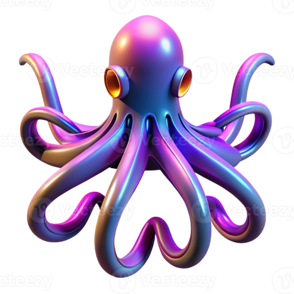 serene vintage Iridescent Octopus in a Captivating Three Dimensional Render of Ocean Life high resolution png