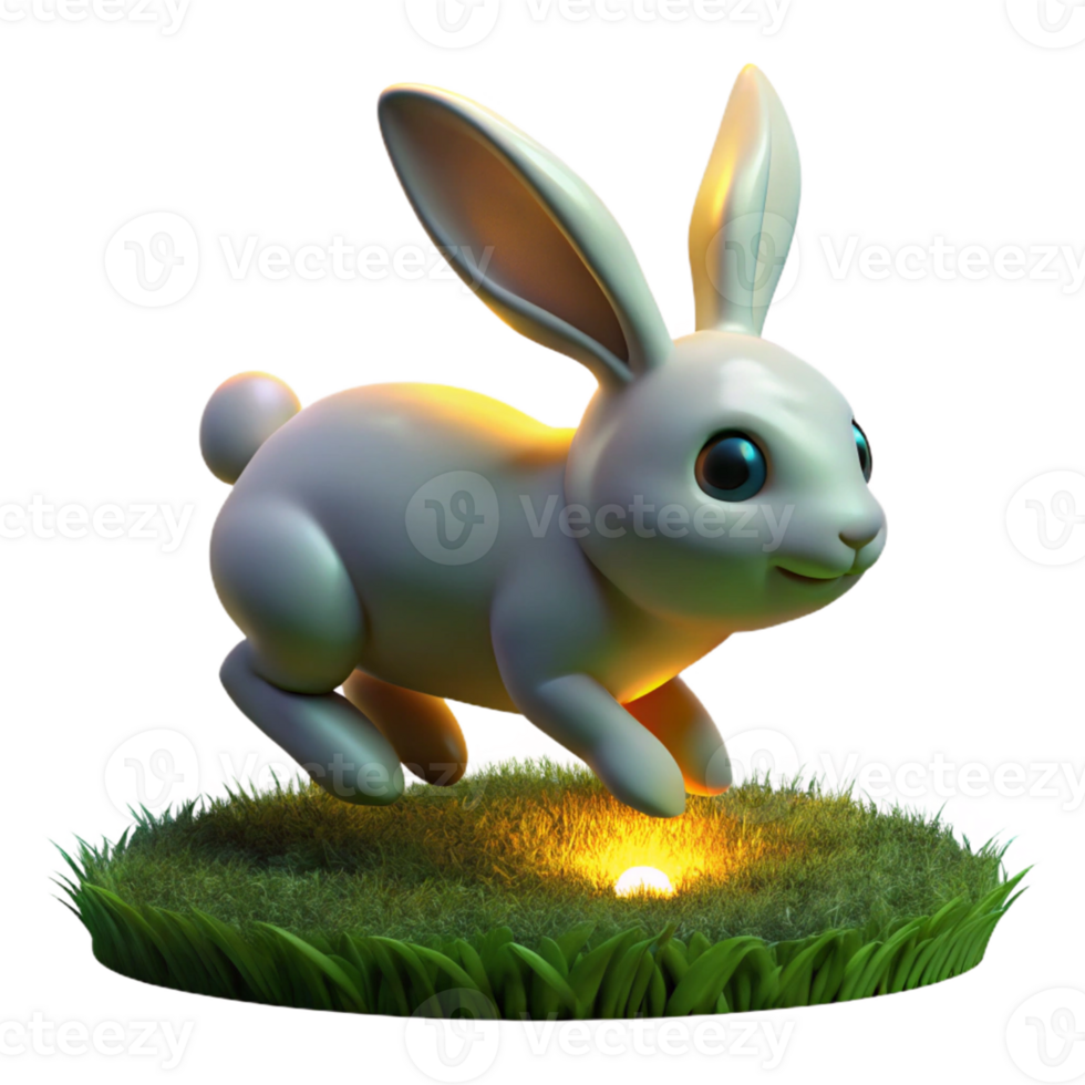 vibrant creative Cute Bunny in Grass in a Delightful Three Dimensional Scene of Nature high resolution png