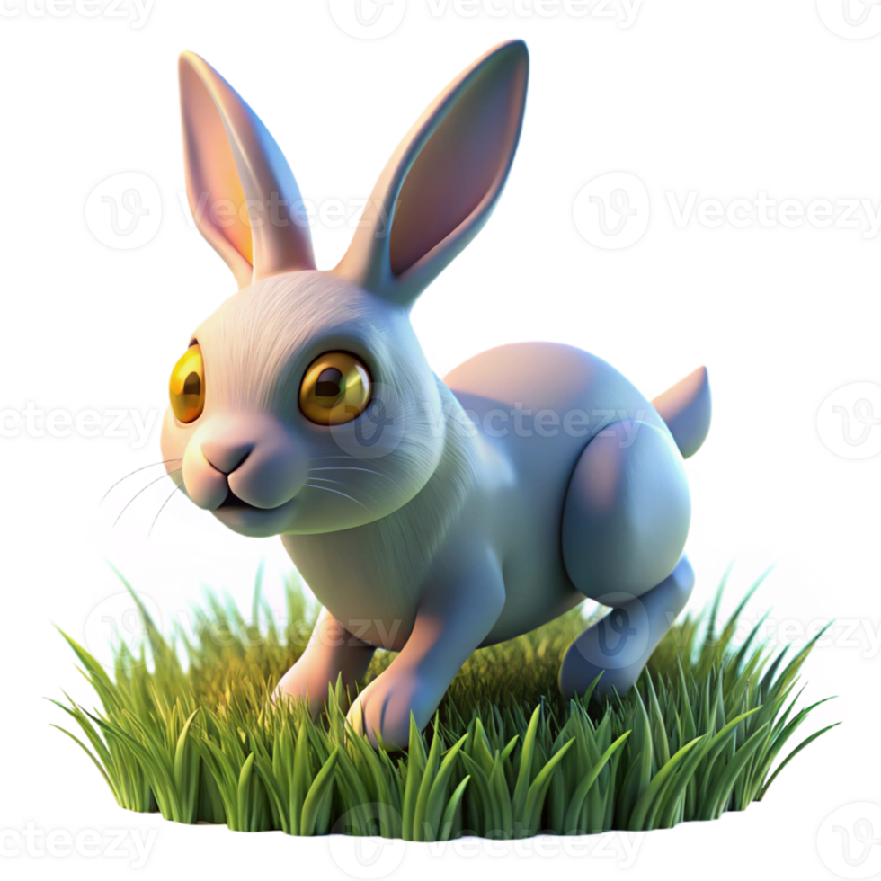 serene minimalist Cute Bunny in Grass in a Delightful Three Dimensional Scene of Nature exclusive png