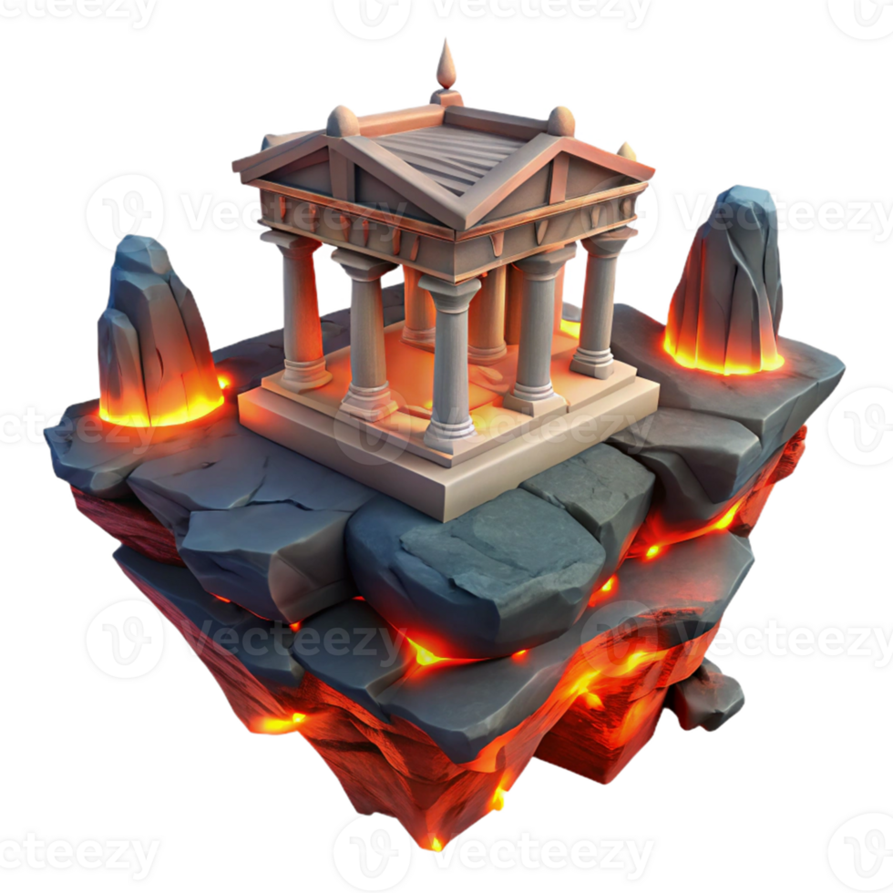 dramatic traditional Volcanic Temple in a Three Dimensional Model of Historical Design premium png