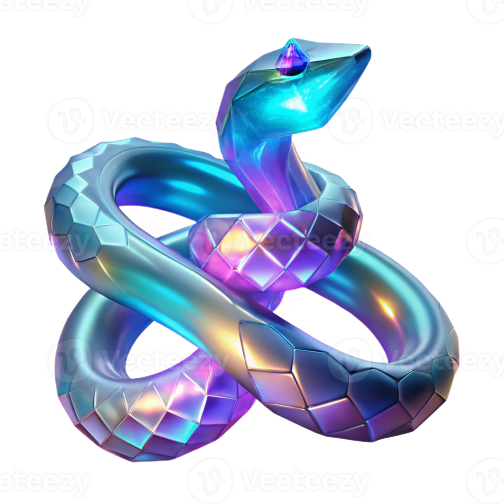 magnificent minimalist Iridescent Snake in a Stunning Three Dimensional Render of Color and Movement genuine png