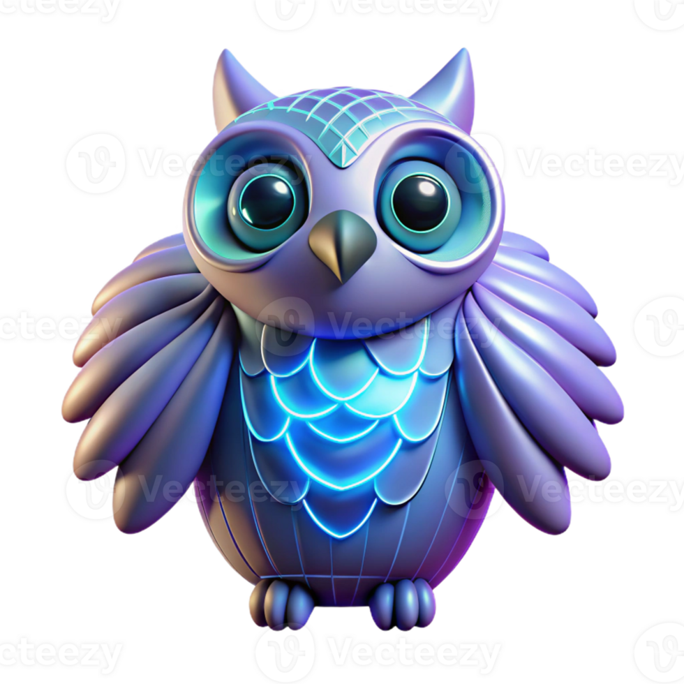 impressive artistic Neon Owl Digital Render A vibrant Digital render of an owl illuminated with neon colors highlighting its striking features and modern aesthetic genuine png