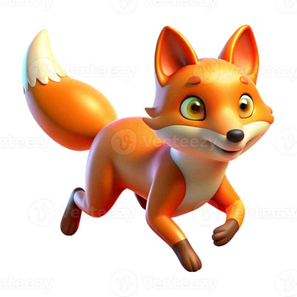 wonderful minimalist Cute Fox in a Three Dimensional Render of Wildlife detailed png