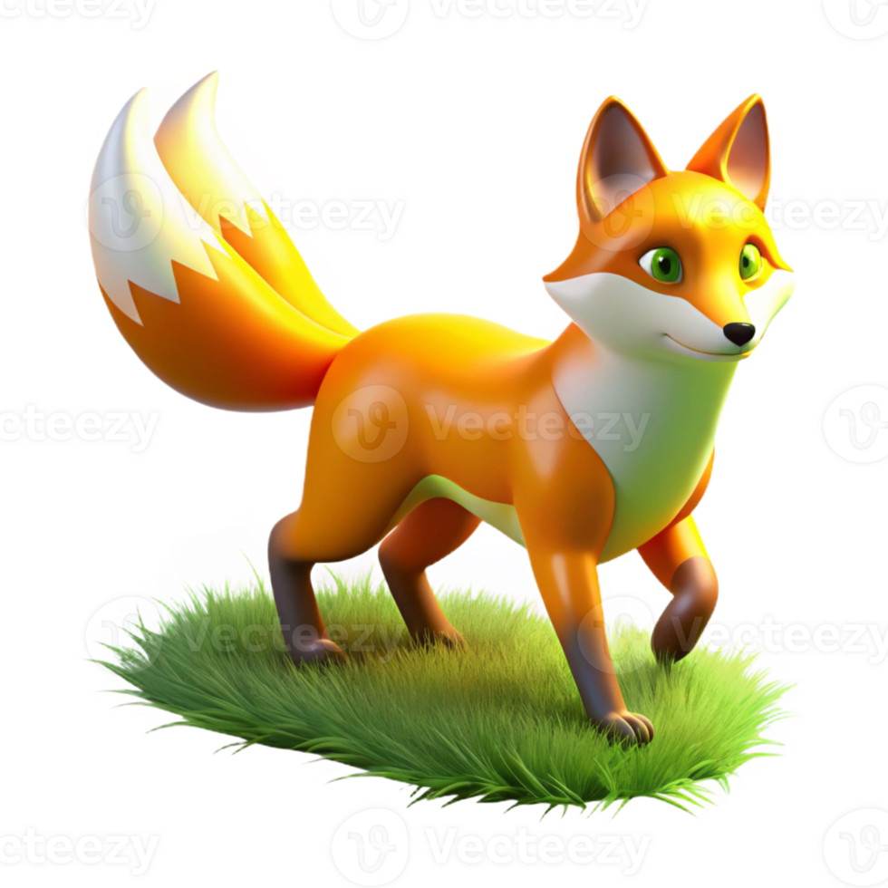 impressive artistic Cute 3D Fox Illustration high resolution png