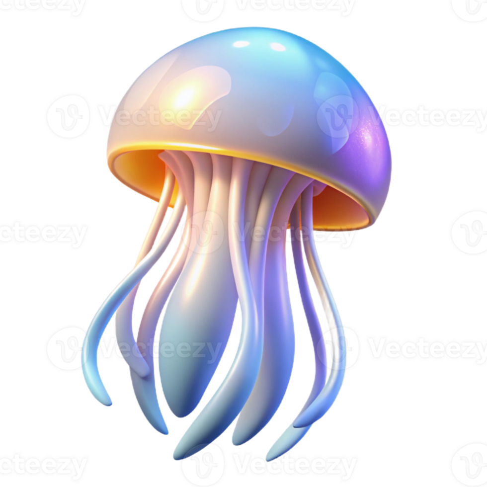 wonderful traditional Glowing Jellyfish Digital Render A luminous Digital render of a jellyfish with glowing features highlighting its ethereal beauty and enchanting presence detailed png