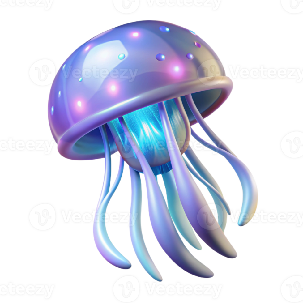 extraordinary artistic Glowing Jellyfish Three Dimensional Render in a Mesmerizing Scene of Oceanic Light exclusive png