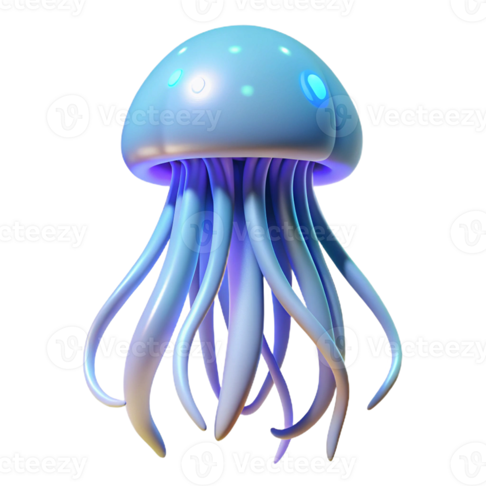 vibrant modern Glowing Jellyfish in a Mesmerizing Three Dimensional Render of Oceanic Light original png