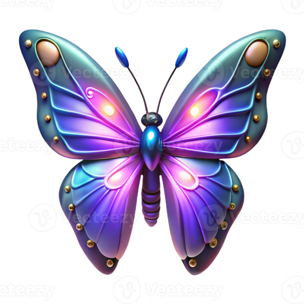 elegant artistic Luminous Butterfly Digital Render A luminous Digital render of a butterfly with glowing elements highlighting its ethereal beauty and delicate design professional png