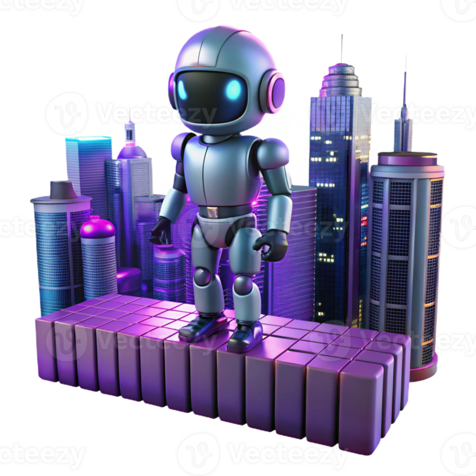 stunning abstract Robot in Cityscape A futuristic depiction of a robot navigating through a cityscape blending advanced technology with urban elements high quality png