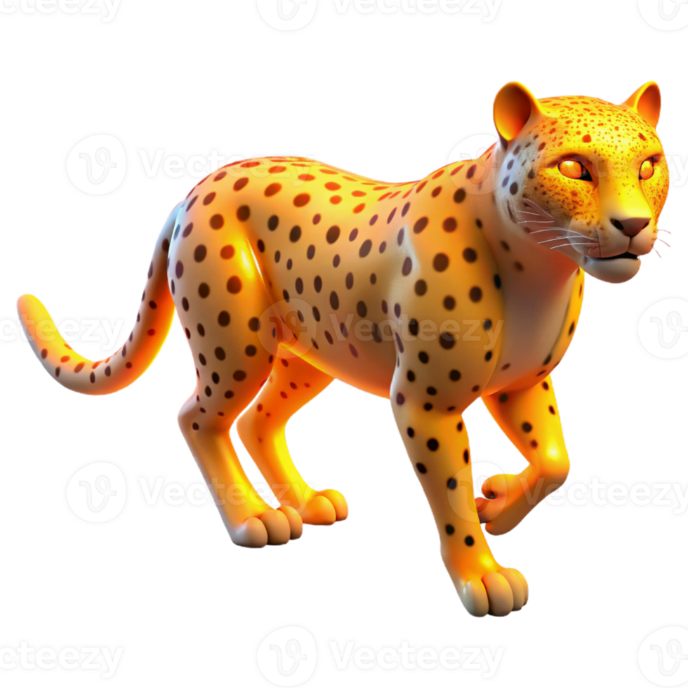 elegant minimalist Golden Cheetah Three Dimensional Render in a Majestic Scene of Wildlife authentic png