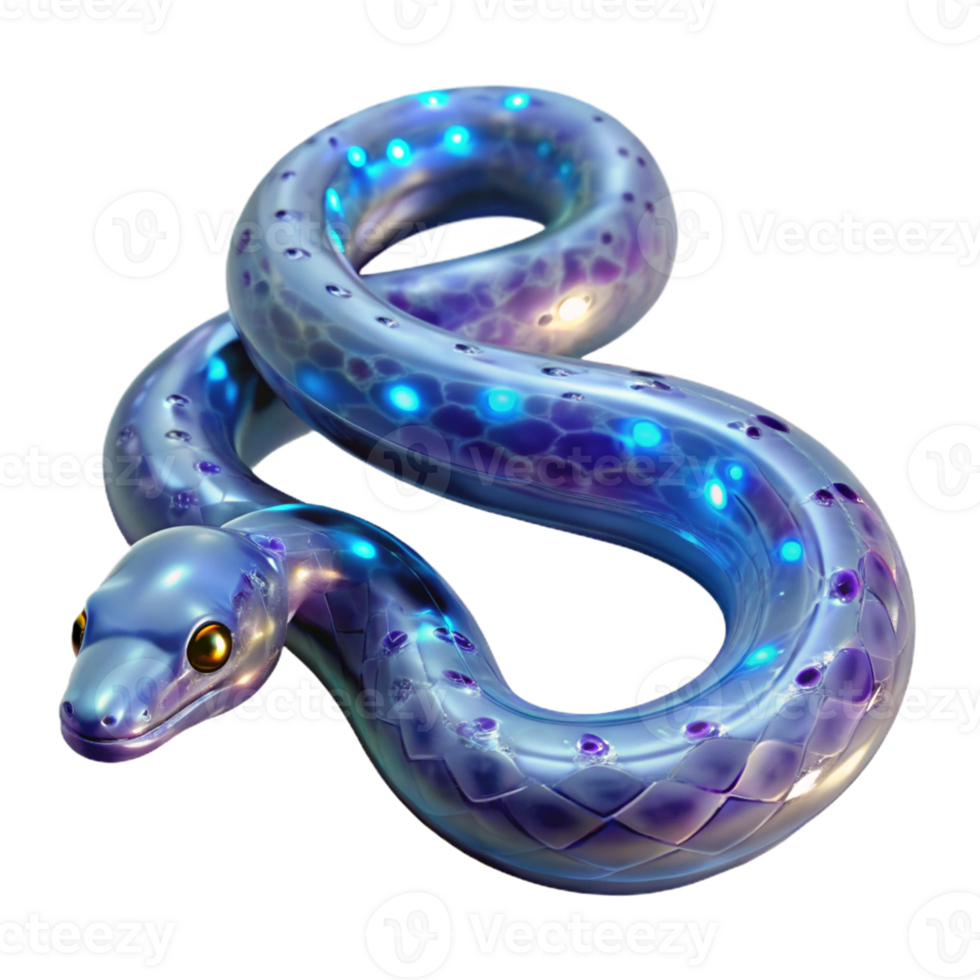 serene classic Glowing Snake Three Dimensional Render in a Mesmerizing Scene of Wildlife 4K png