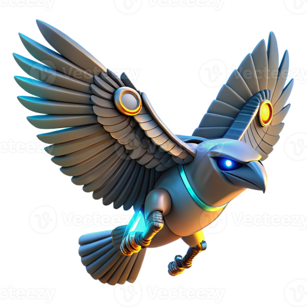 beautiful artistic Cybernetic Bird in Flight A futuristic depiction of a bird in flight with cybernetic elements showcasing advanced mechanical design and sleek features genuine png