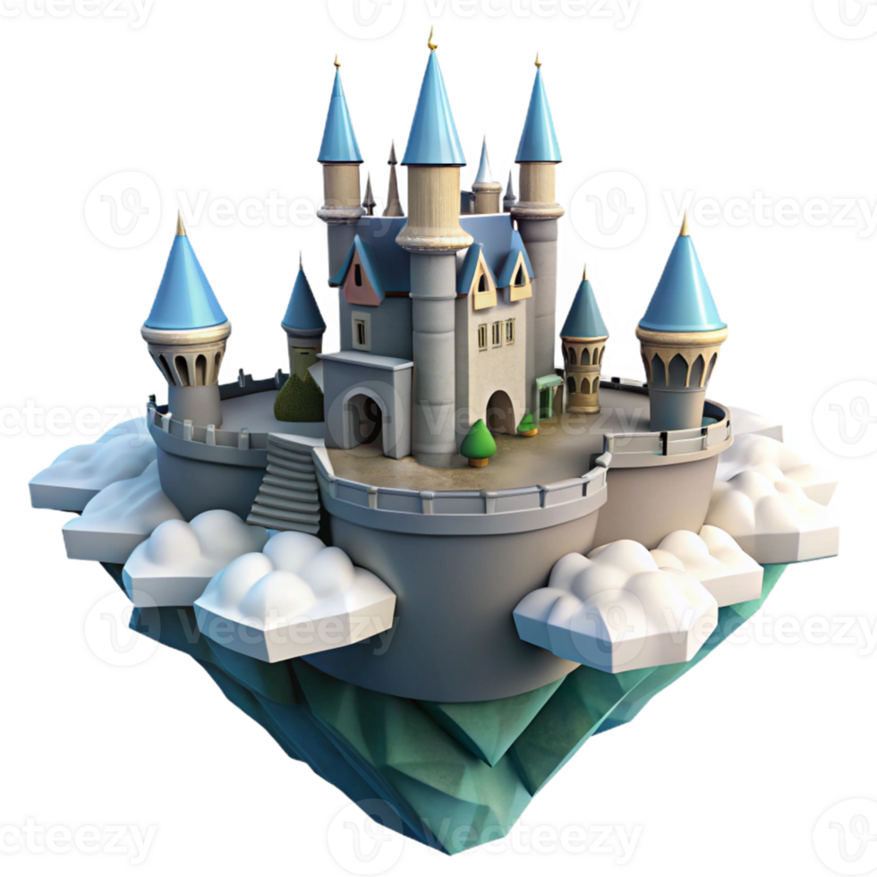 dramatic abstract Fantasy Castle on Clouds in a Majestic Three Dimensional Scene of Enchantment genuine png