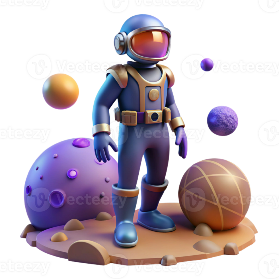 beautiful minimalist Astronaut on an Alien Planet in a Cosmic Adventure of Exploration 4K png
