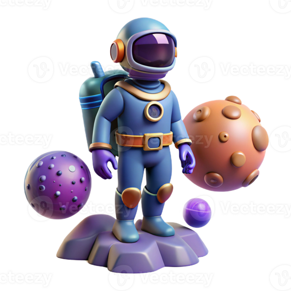 serene vintage Astronaut on an Alien Planet in a Cosmic Adventure of Exploration original png