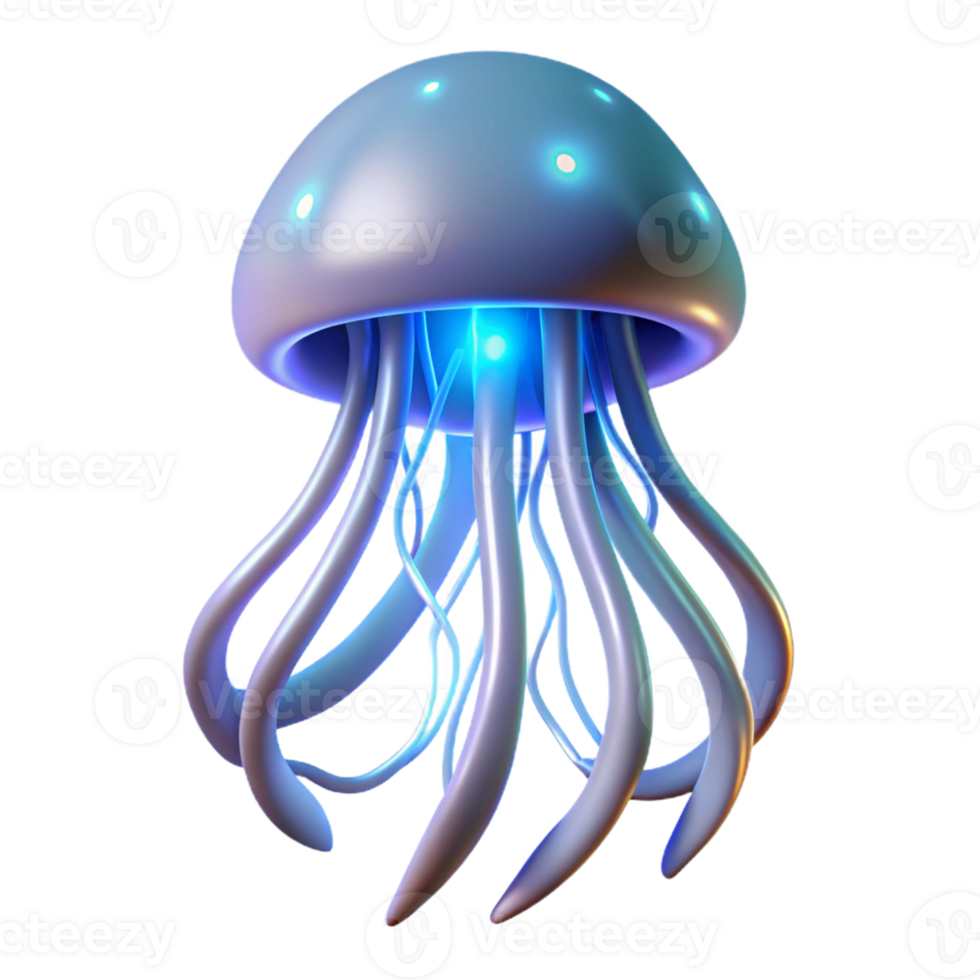 extraordinary contemporary Glowing Jellyfish Digital Render A luminous Digital render of a jellyfish with glowing features highlighting its ethereal beauty and enchanting presence professional png