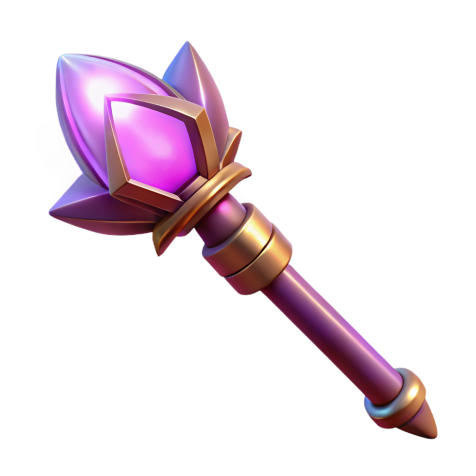 magnificent abstract Glowing Crystal Staff Fantasy Game Asset detailed png