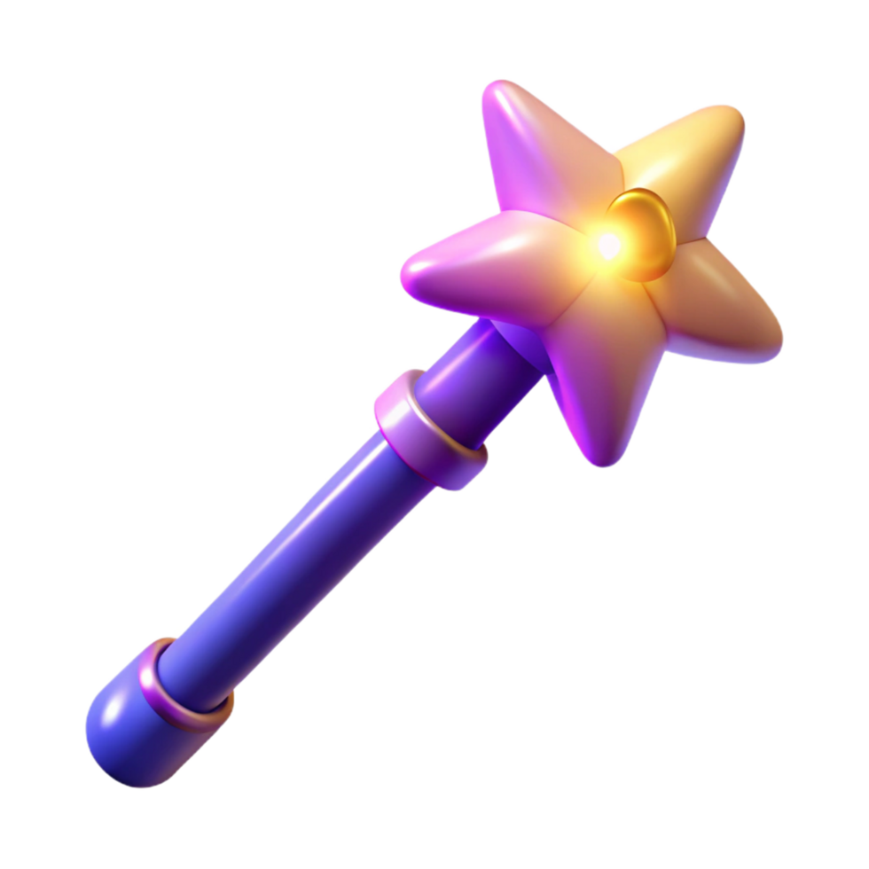 beautiful rustic Glowing Star Wand Digital Render of Magical Staff high resolution png