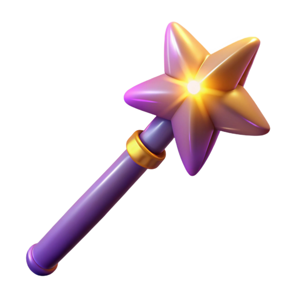 impressive classic Glowing Star Wand Digital Render of Magical Staff authentic png