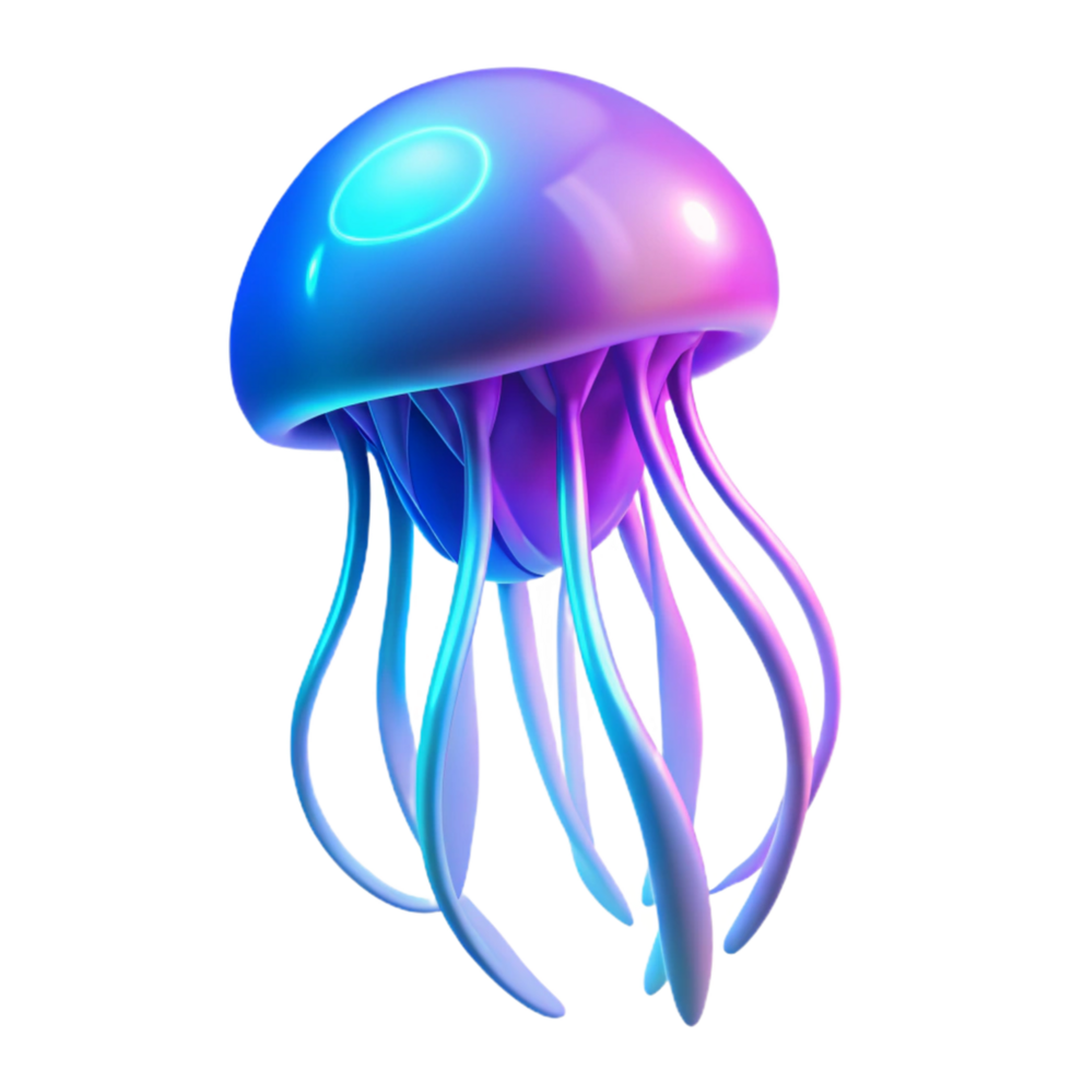 extraordinary creative Neon Jellyfish Digital Render of a Bioluminescent Aquatic Creature exclusive png
