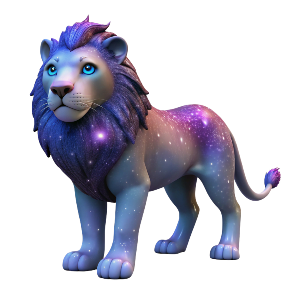 elegant vintage Cosmic Lion A Galaxy Themed Digital Render exclusive png