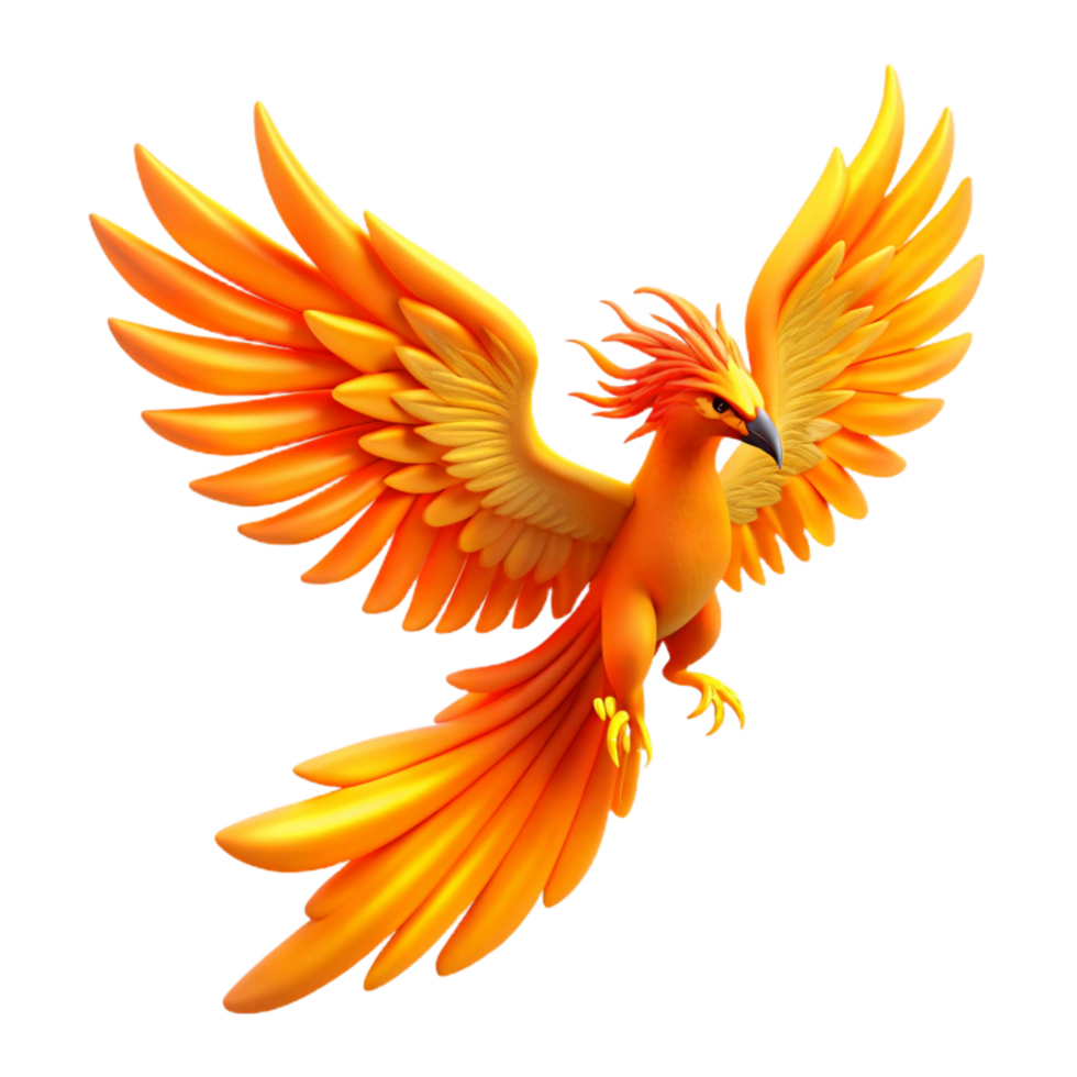 vibrant artistic Majestic Firebird in Flight Digital Render of Mythical Creature exclusive png