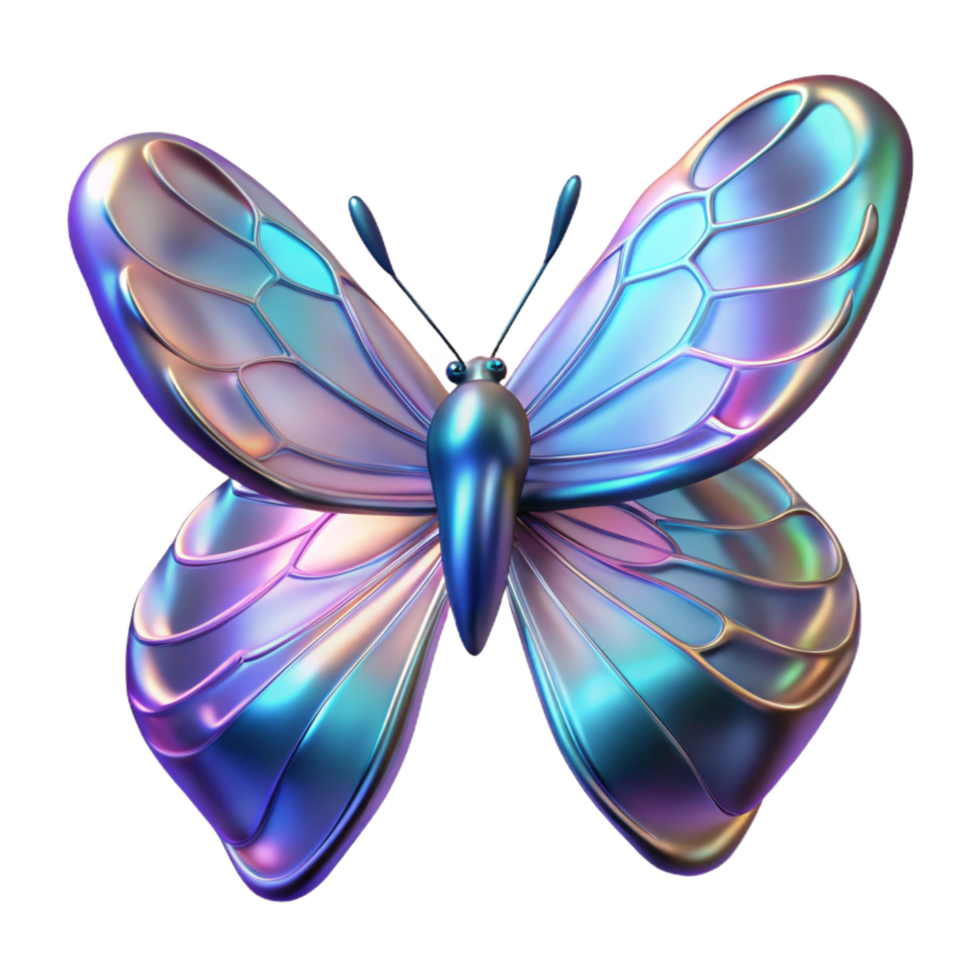 dramatic classic Iridescent Butterfly A Digital Render of a Metallic Insect authentic png