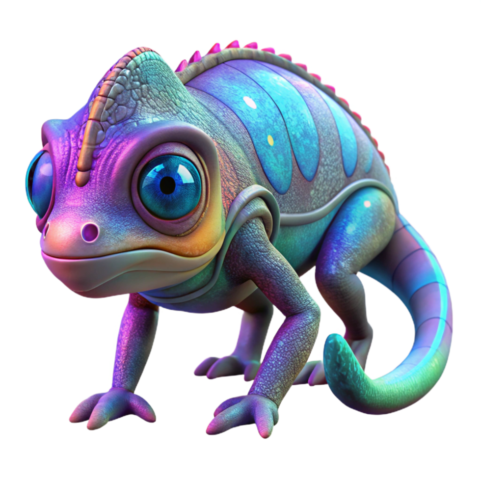 impressive rustic Vibrant Chameleon Digital Render of a Colorful Reptile authentic png