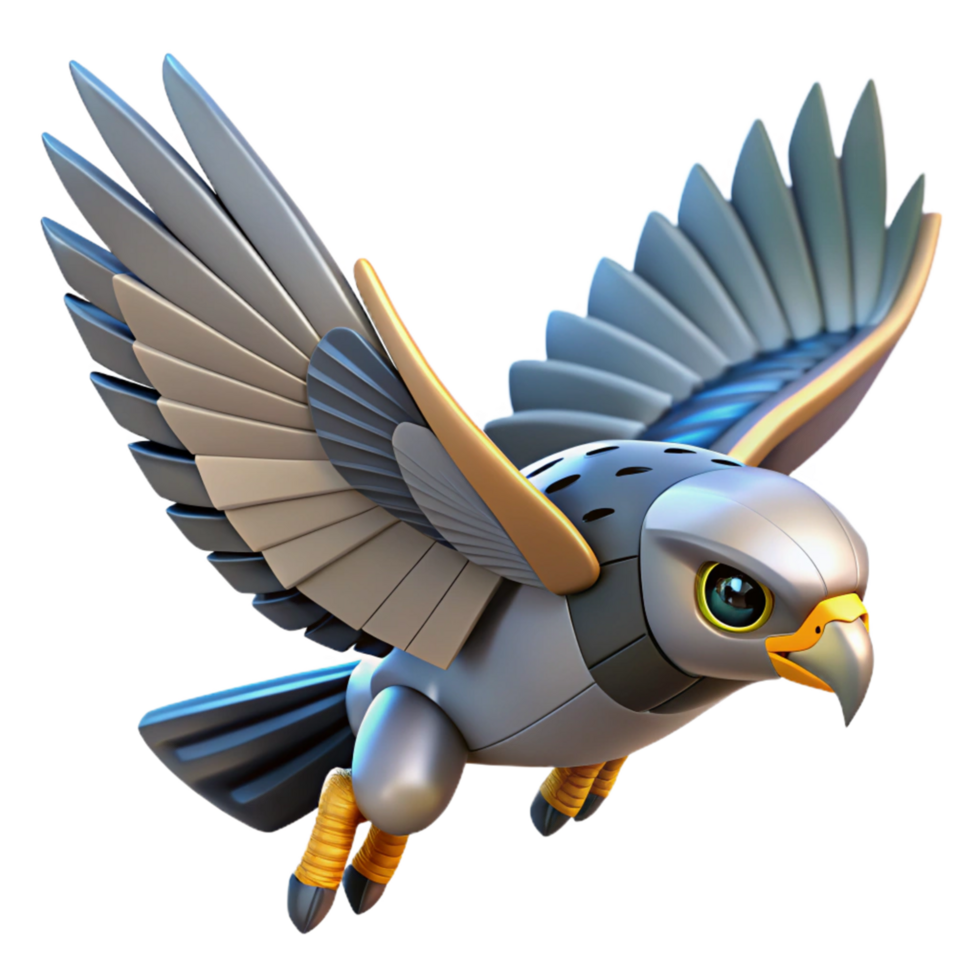 serene rustic Mechanical Bird in Flight A Digital Render of a Robotic Avian authentic png