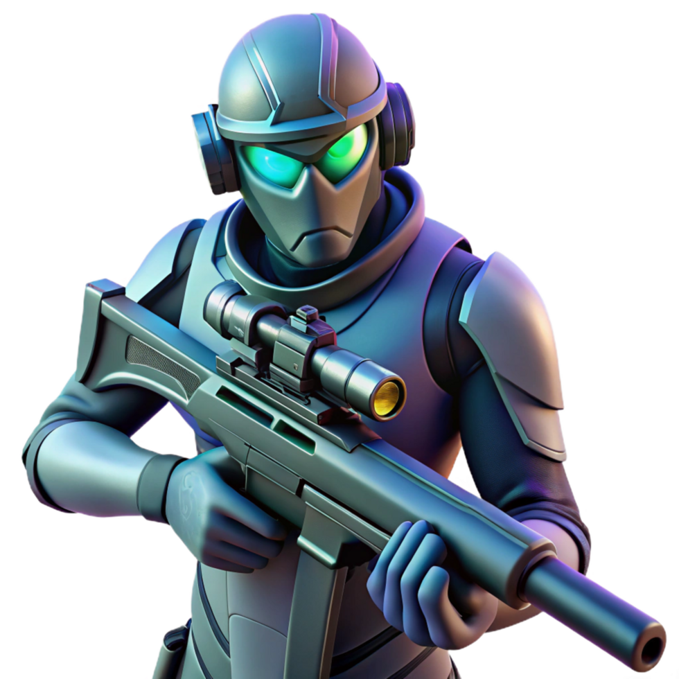 stunning minimalist Futuristic Soldier with Advanced Weaponry 4K png